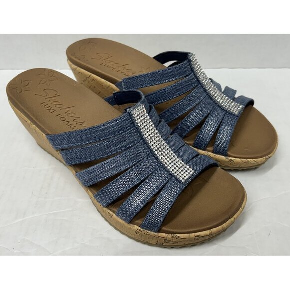 Skechers Blue and Brown Women's Sandals - Picture 1 of 9